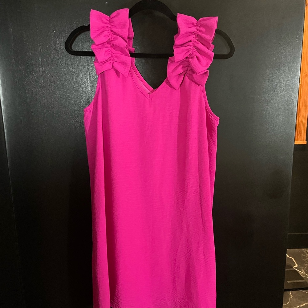 Entro Fuchsia Dress with Ruffle Accents
